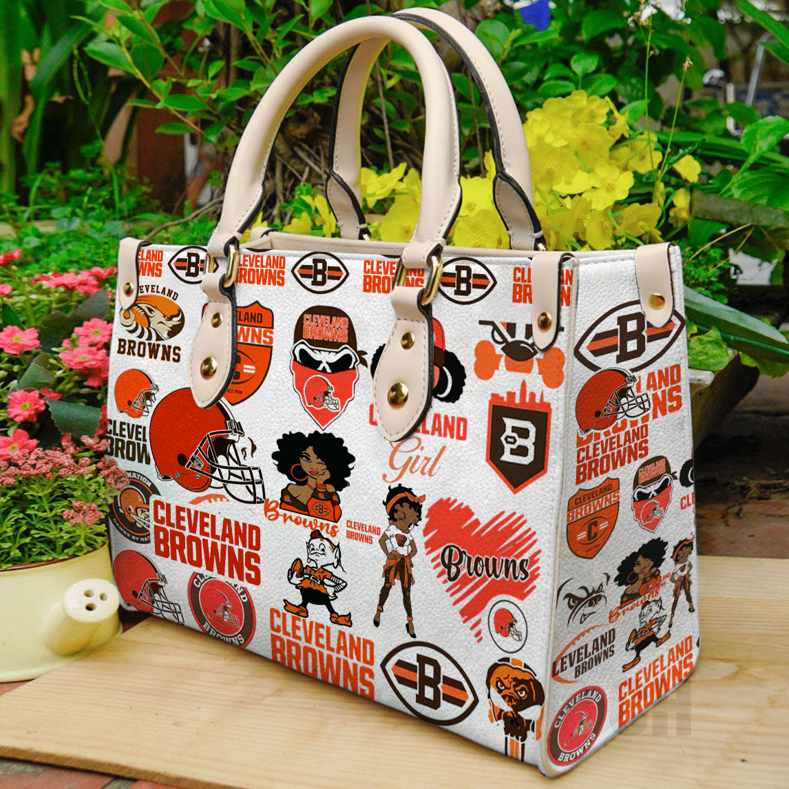 Cleveland Browns Leather Handbag 1 Cleveland Browns Leather Handbag