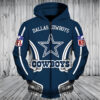 Dallas Cowboys 3 Hoodie Zip Hoodie 3D
