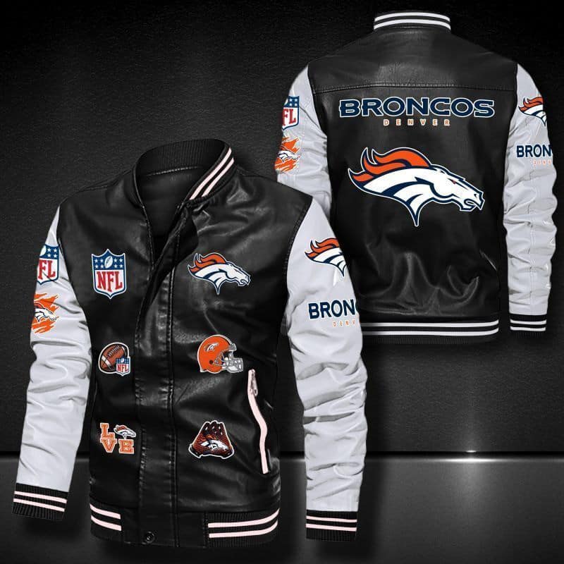 Denver Broncos 1A Leather Baseball Jacket 1 Denver Broncos 1A Leather Baseball Jacket