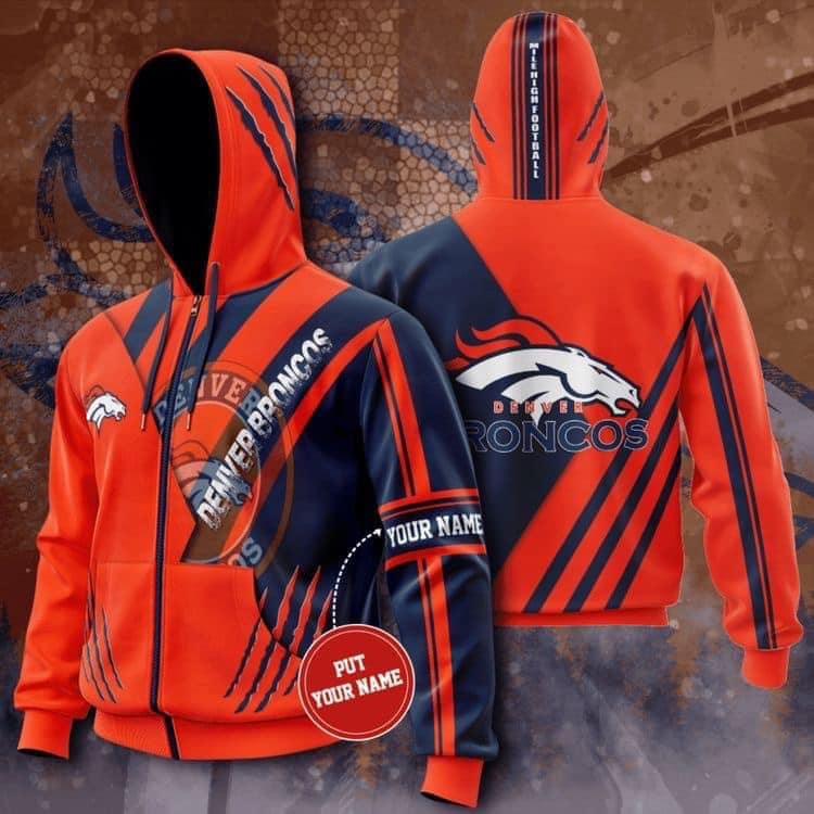 Denver Broncos Hoodie Zip Hoodie 3D 1 Denver Broncos Hoodie Zip Hoodie 3D