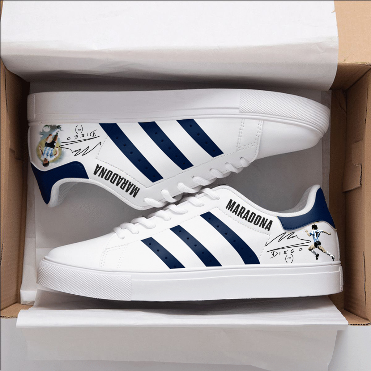 Diego Maradona Blue Stan Smith Shoes 1 Diego Maradona Blue Stan Smith Shoes