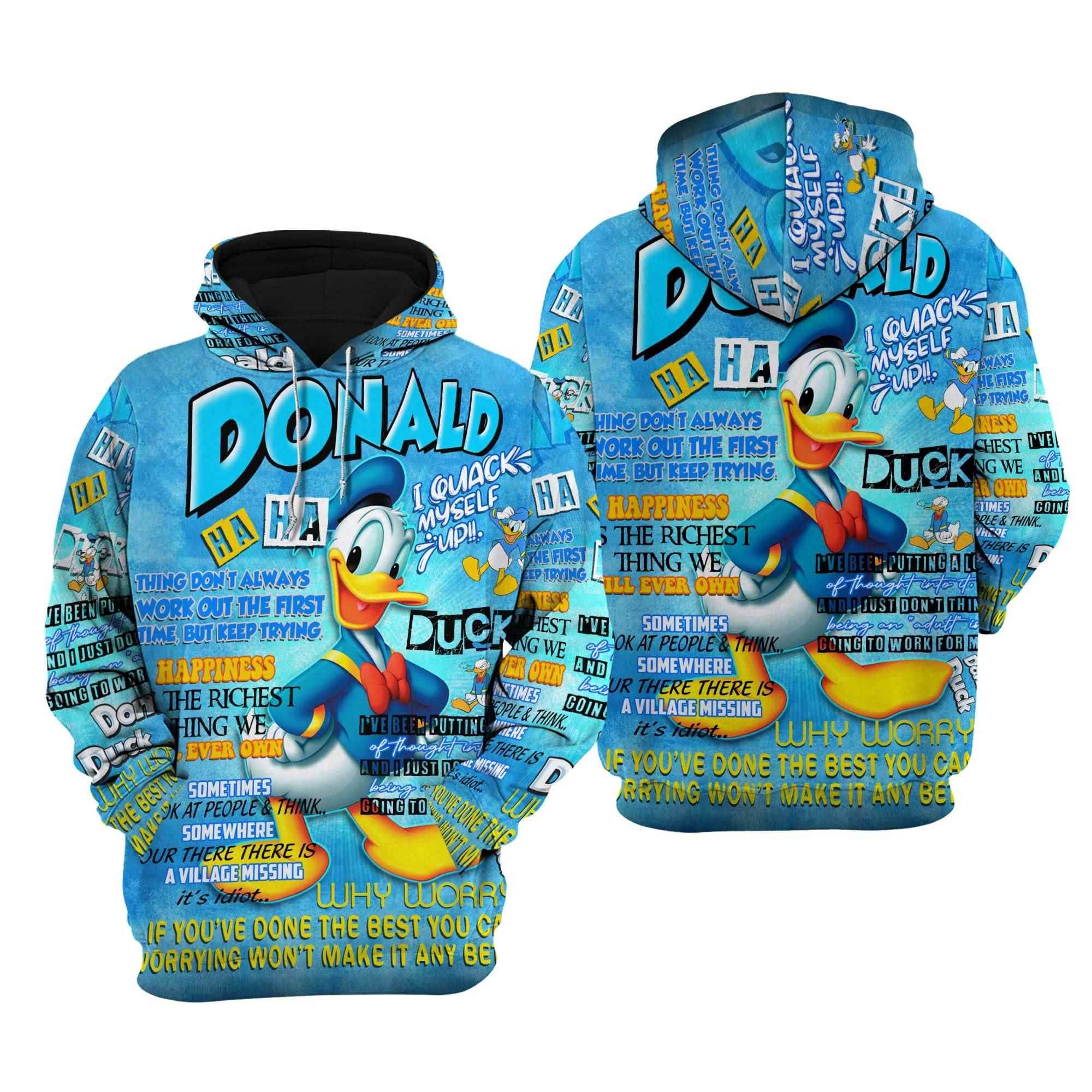 Donald Duck Hoodie Zip Hoodie 3D 1 Donald Duck Hoodie Zip Hoodie 3D