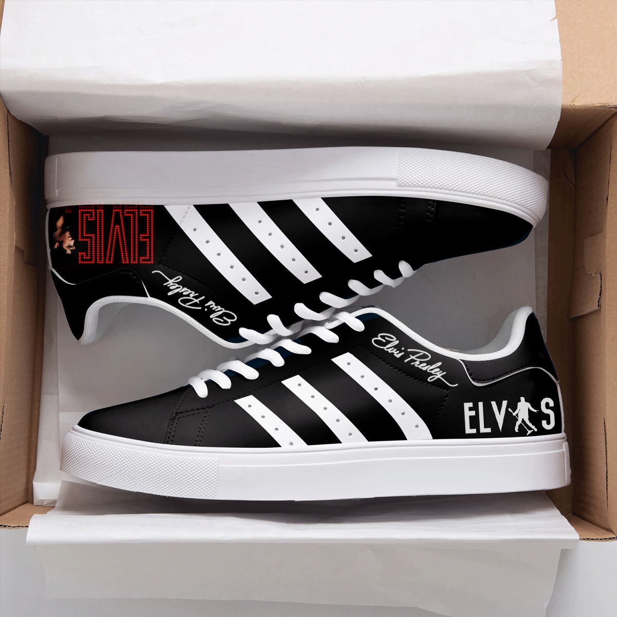 Elvis Presley Black Stan Smith Shoes 1 Elvis Presley Black Stan Smith Shoes