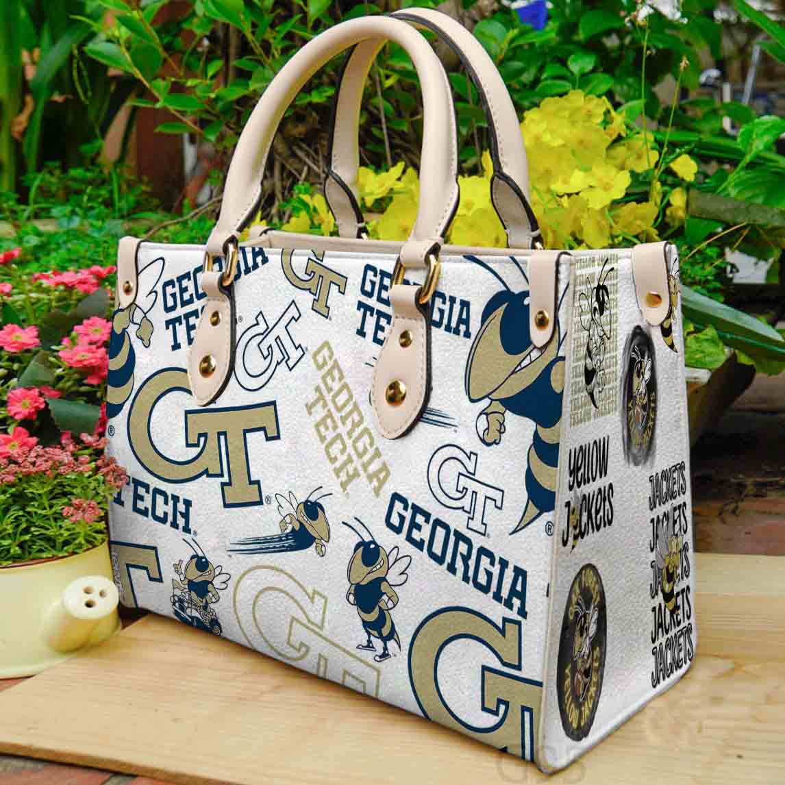 Georgia Tech Yellow Jackets Leather Handbag 1 Georgia Tech Yellow Jackets Leather Handbag