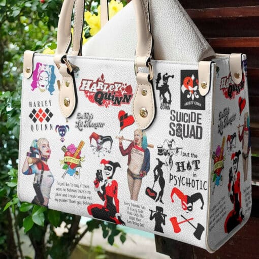 Harley Quinn Lover Leather Handbag 1 Harley Quinn Lover Leather Handbag