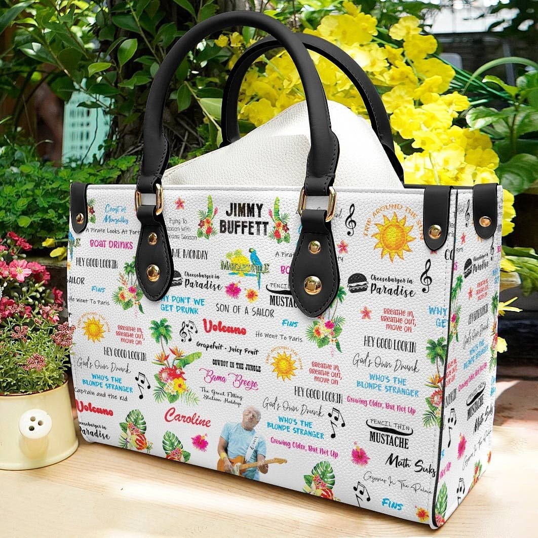 Jimmy Buffett Black Leather Handbag 1 Jimmy Buffett Black Leather Handbag
