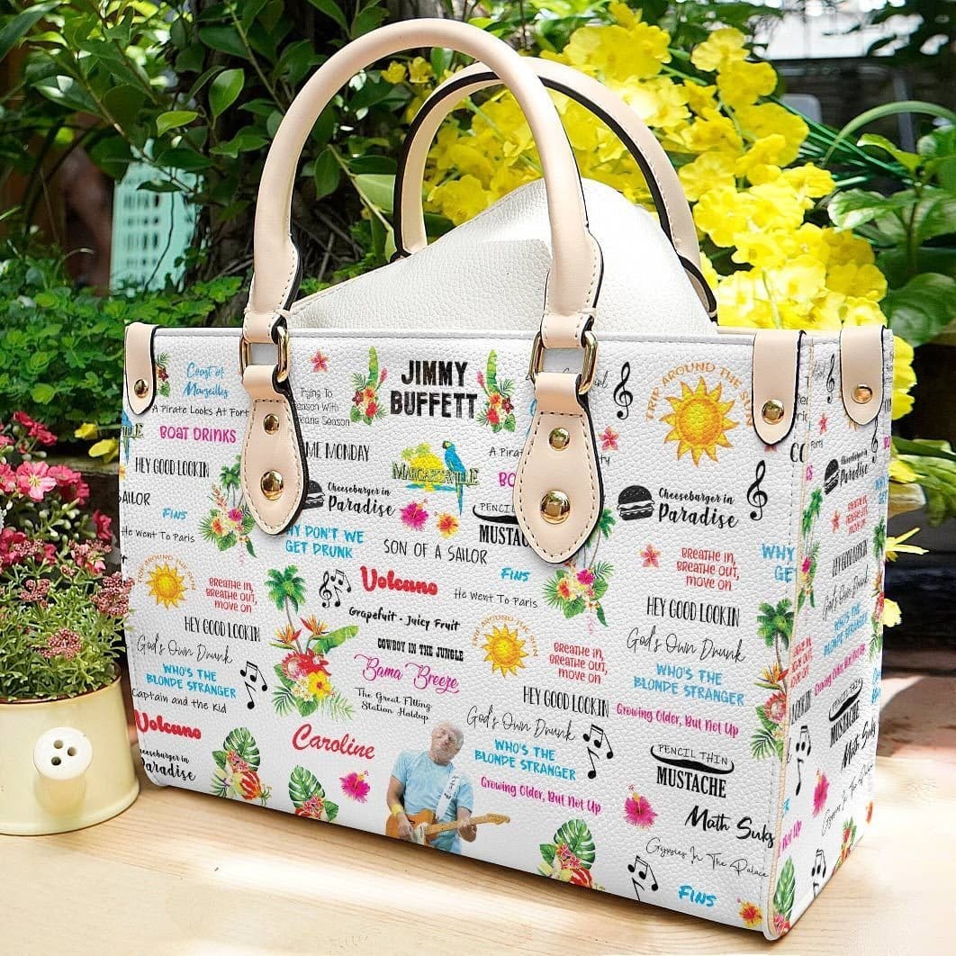 Jimmy Buffett Lover White Leather Handbag 1 Jimmy Buffett Lover White Leather Handbag