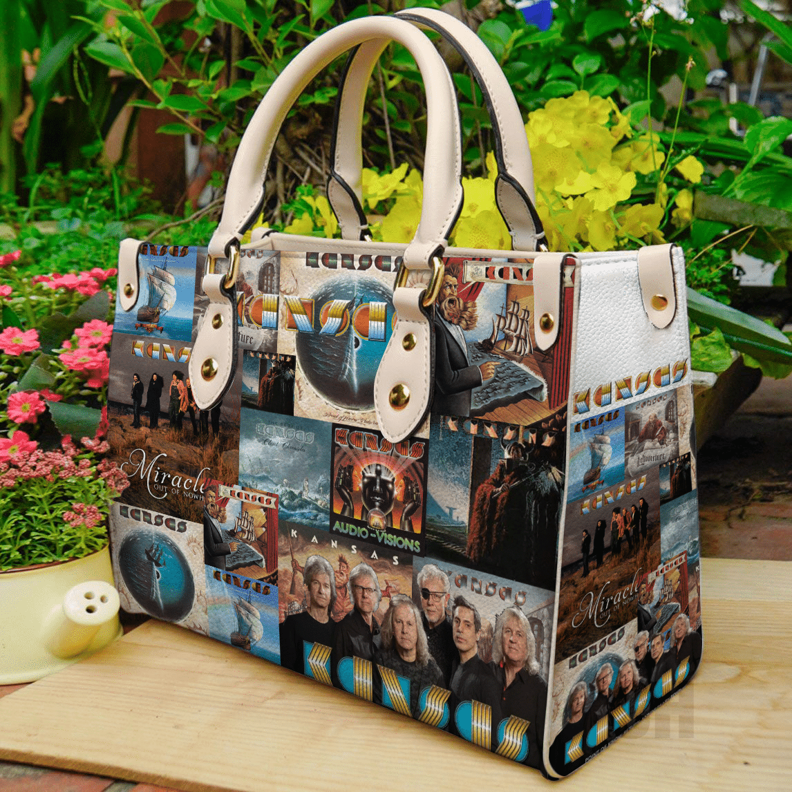 Kansas Band Leather Handbag 1 Kansas Band Leather Handbag
