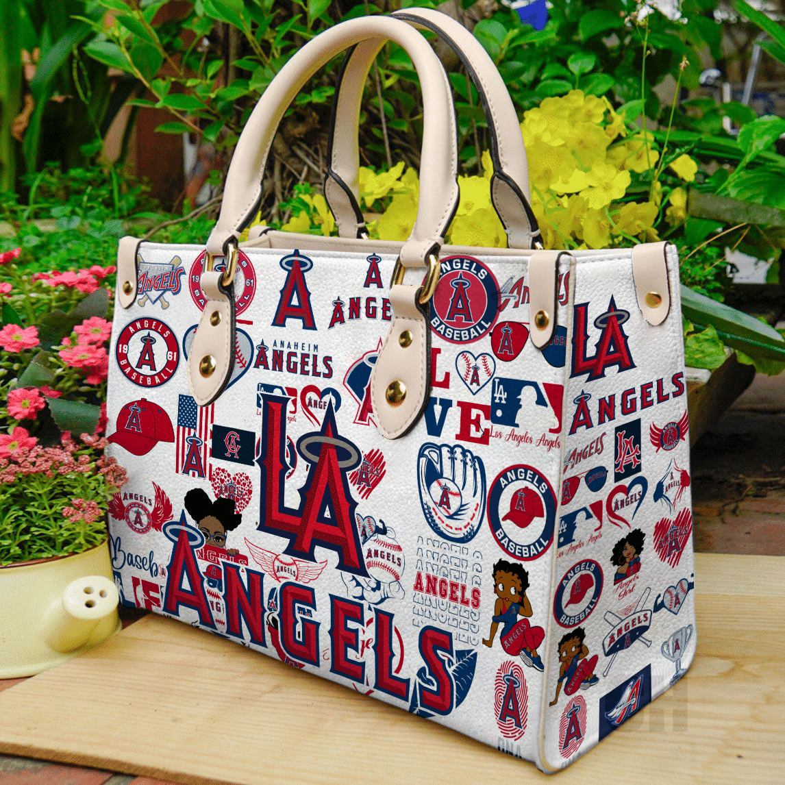 Los Angeles Angels Leather Handbag 1 Los Angeles Angels Leather Handbag