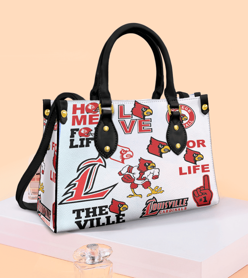 Louisville Cardinals 1G White Leather Handbag 1 Louisville Cardinals 1G White Leather Handbag