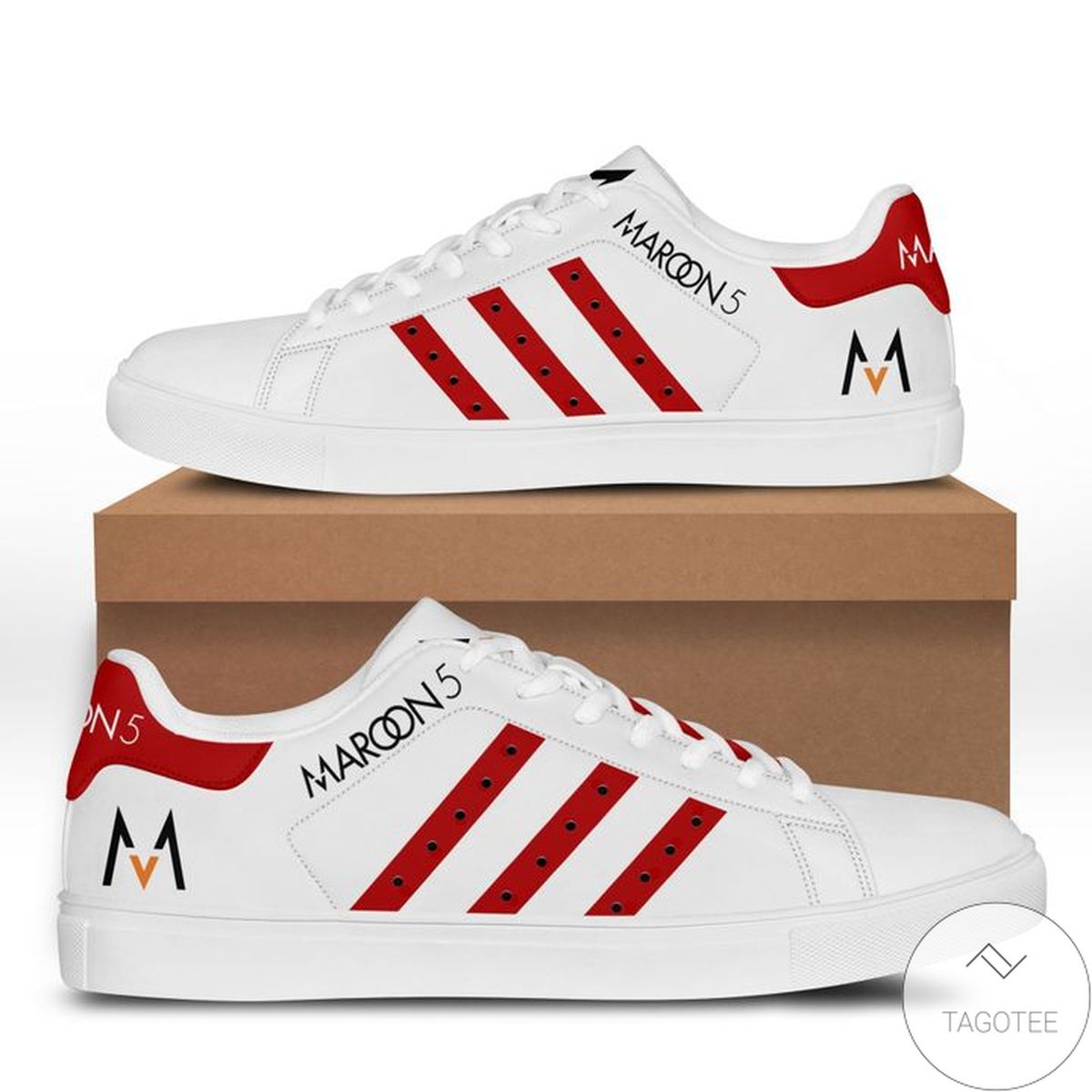 Maroon 5 Red White Stan Smith Shoes 1 Maroon 5 Red White Stan Smith Shoes