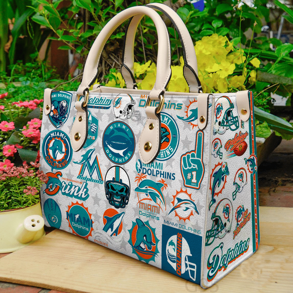 Miami Dolphins 2 Leather Handbag 1 Miami Dolphins 2 Leather Handbag