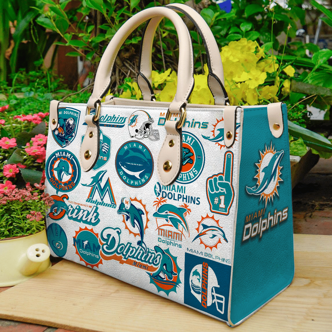 Miami Dolphins Leather Handbag 1 Miami Dolphins Leather Handbag