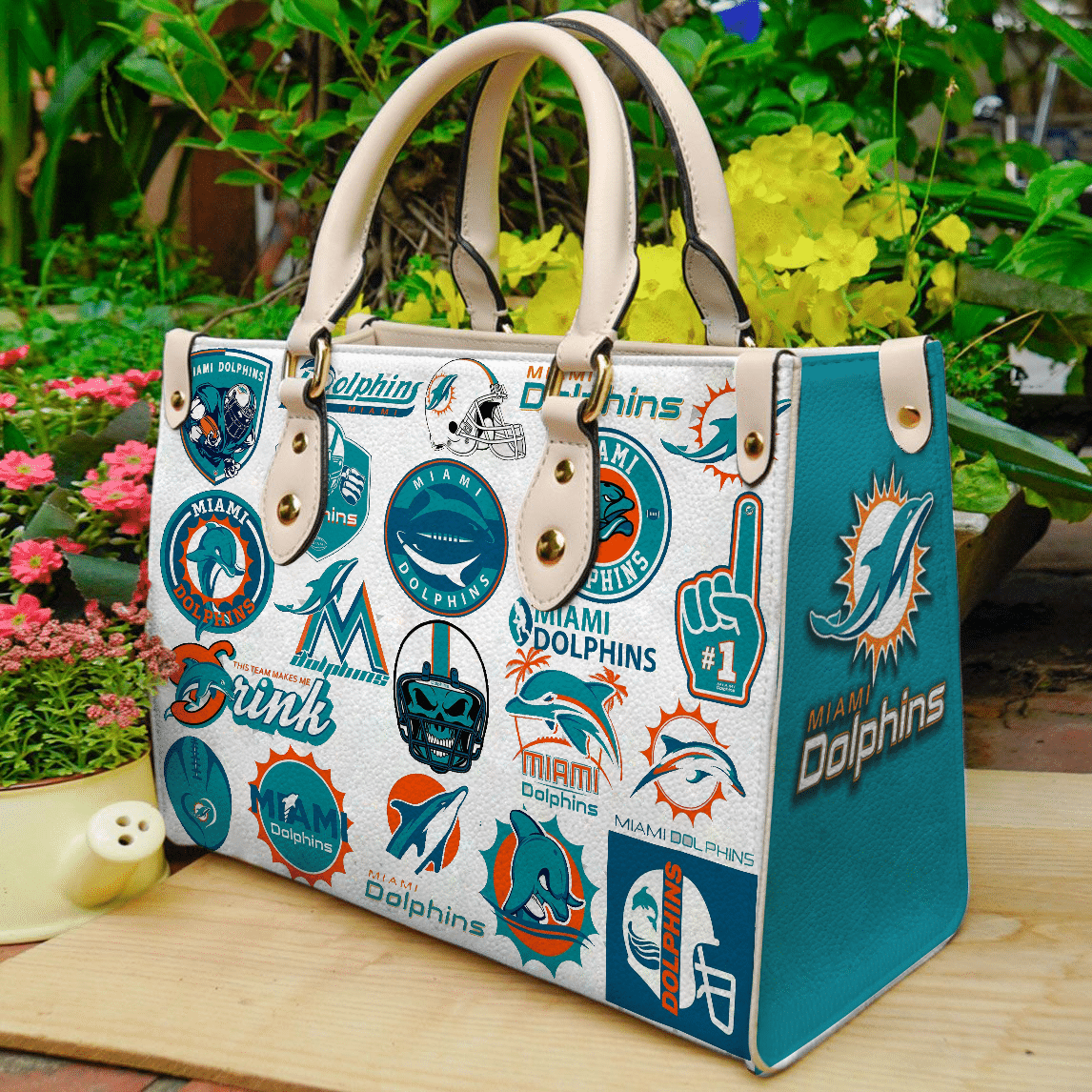 Miami Dolphins Lover Leather Handbag 1 Miami Dolphins Lover Leather Handbag