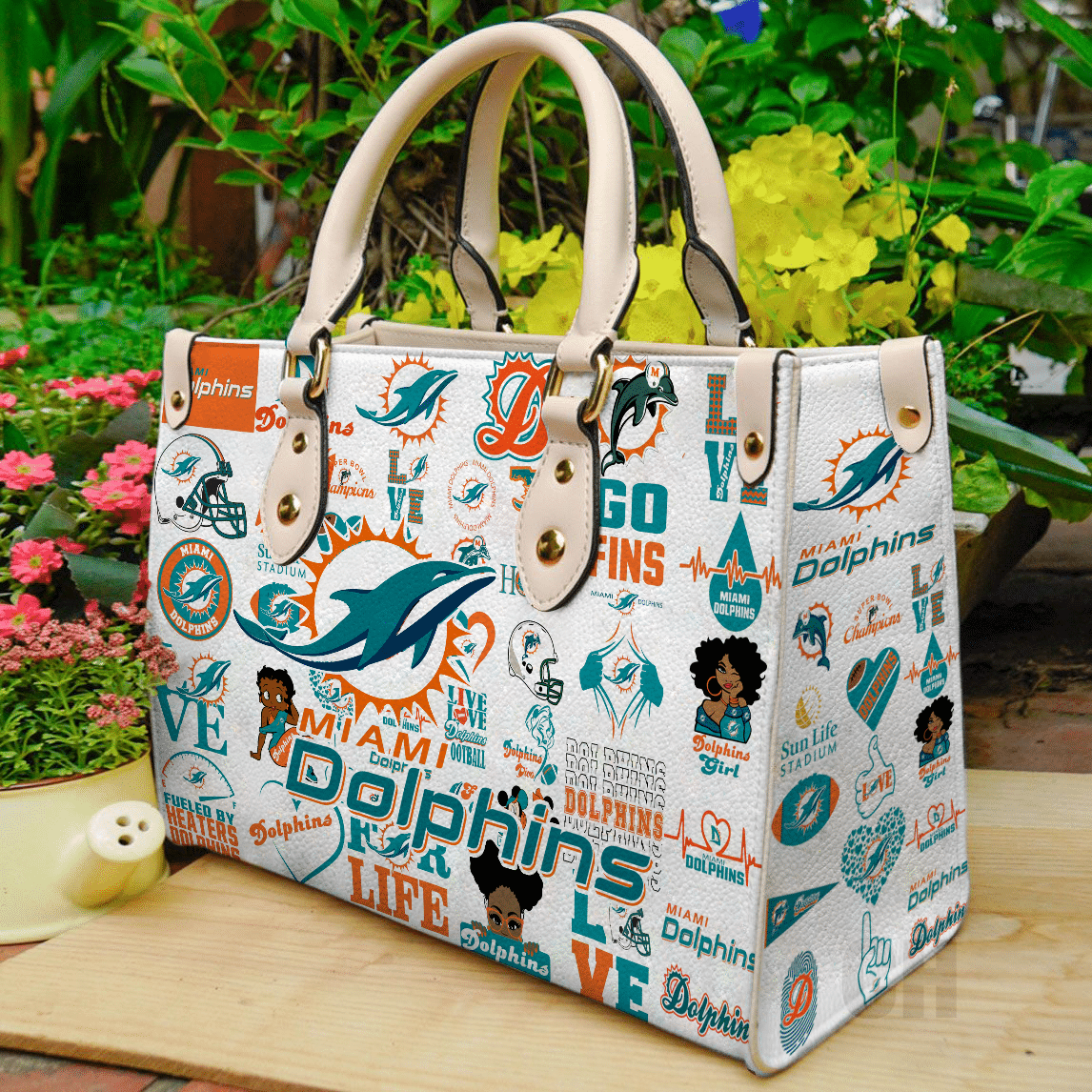 Miami Dolphins Lover Leather Handbag 1 Miami Dolphins Lover Leather Handbag