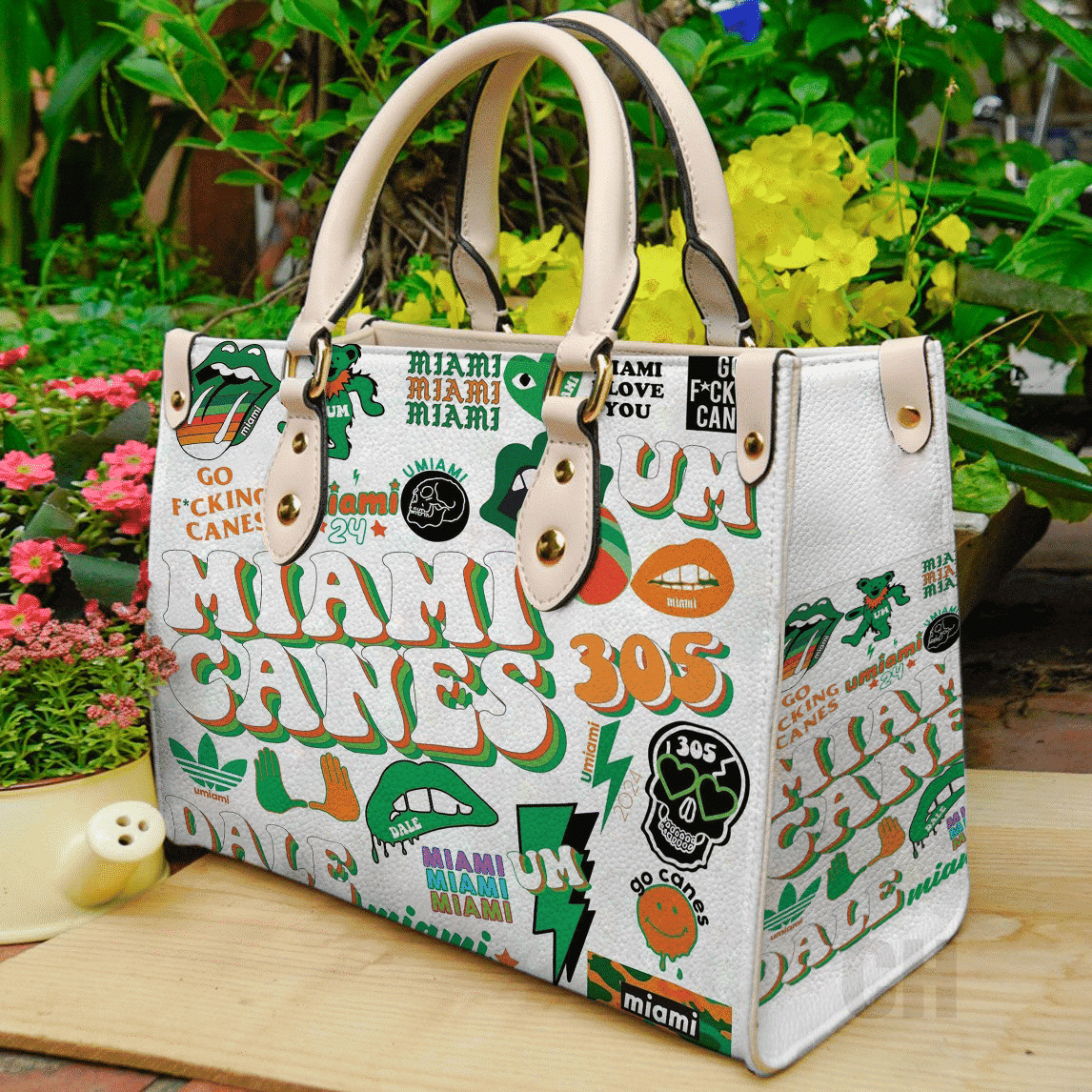 Miami Hurricanes Leather Handbag 1 Miami Hurricanes Leather Handbag