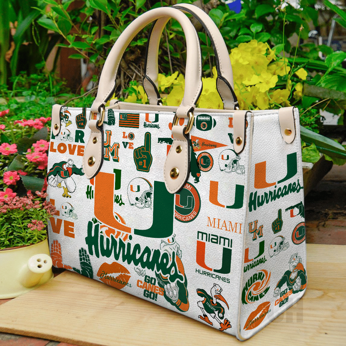 Miami Hurricanes Lover Leather Handbag 1 Miami Hurricanes Lover Leather Handbag
