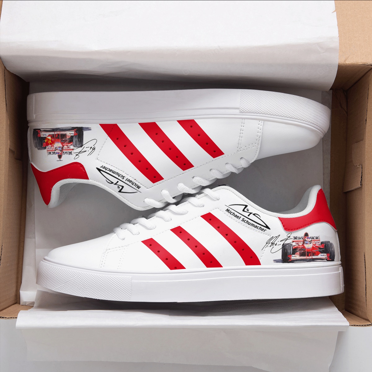 Michael Schumacher Ferrari Red Stan Smith Shoes 1 Michael Schumacher Ferrari Red Stan Smith Shoes