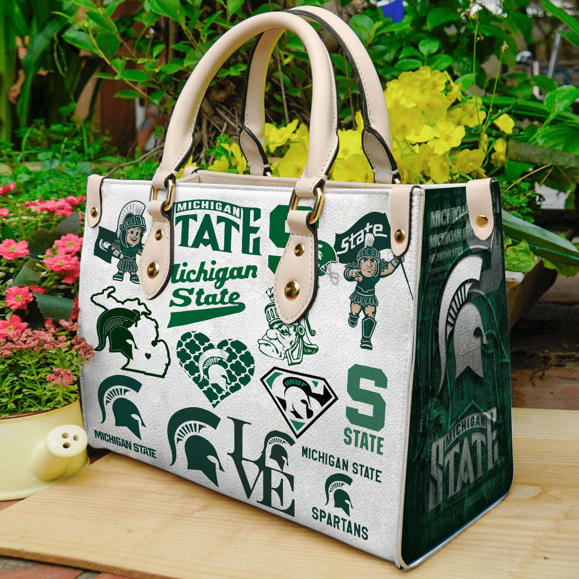 Michigan State Spartans Leather Handbag 1 Michigan State Spartans Leather Handbag