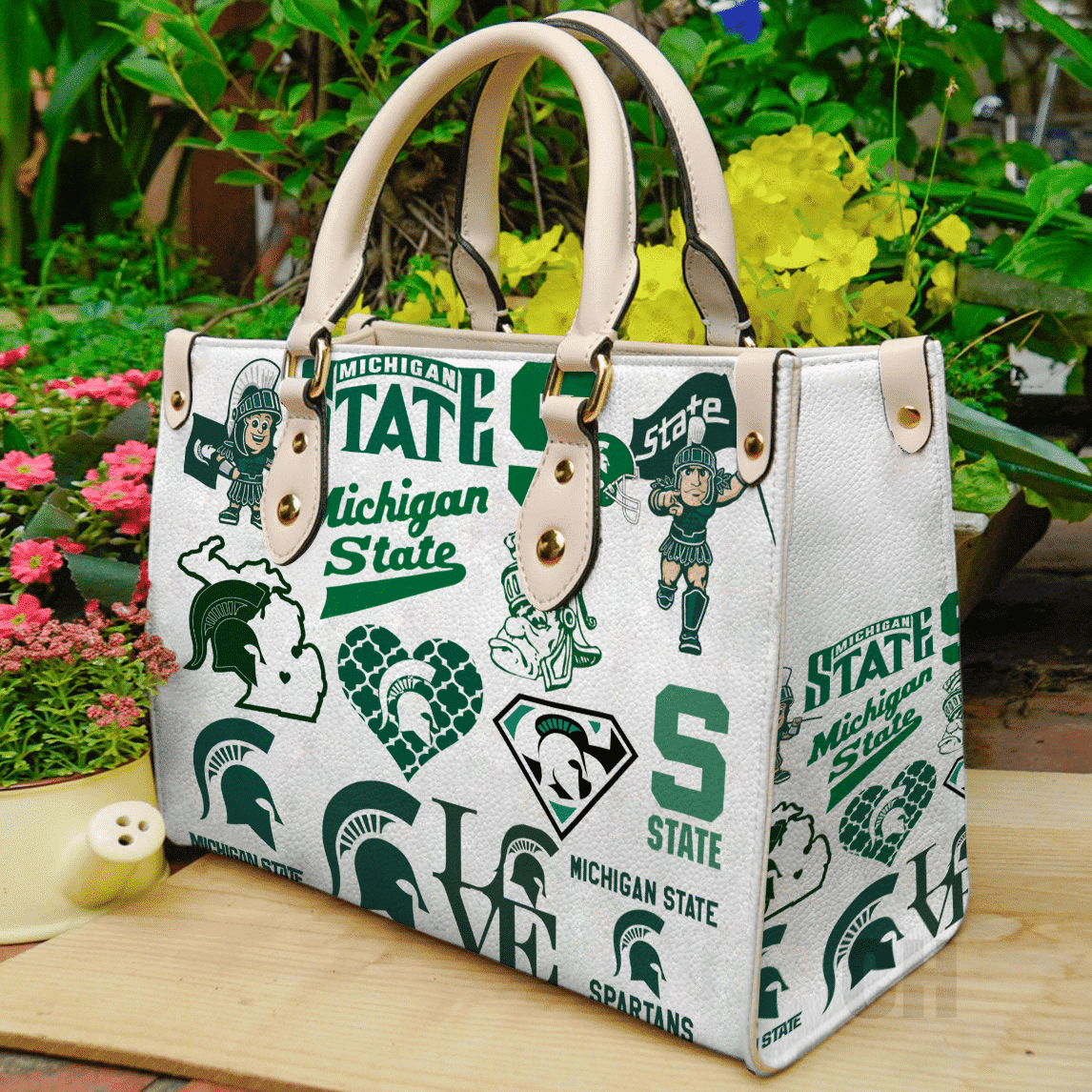 Michigan State Spartans Leather Handbag 1 Michigan State Spartans Leather Handbag