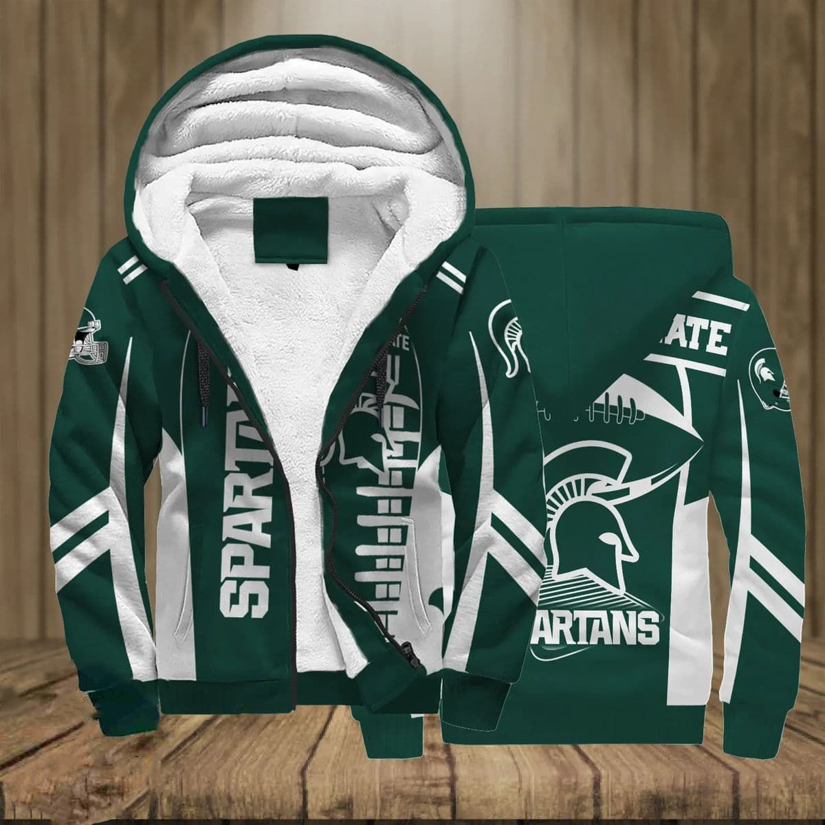 Michigan State Spartans Lover Fleece Jacket 1 Michigan State Spartans Lover Fleece Jacket