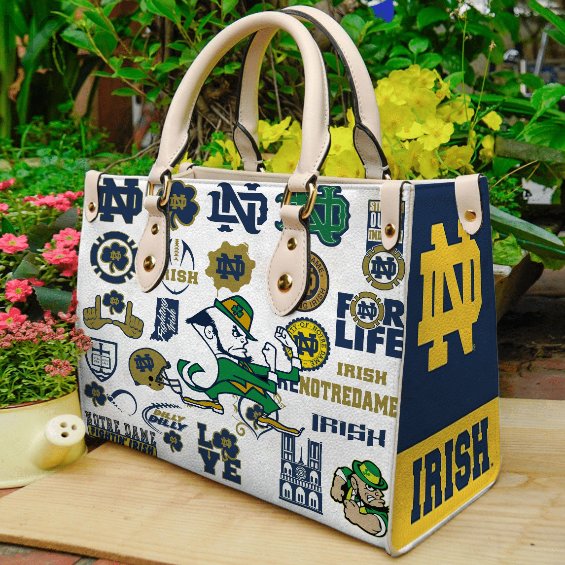 Notre Dame Fighting Irish Leather Handbag 1 Notre Dame Fighting Irish Leather Handbag