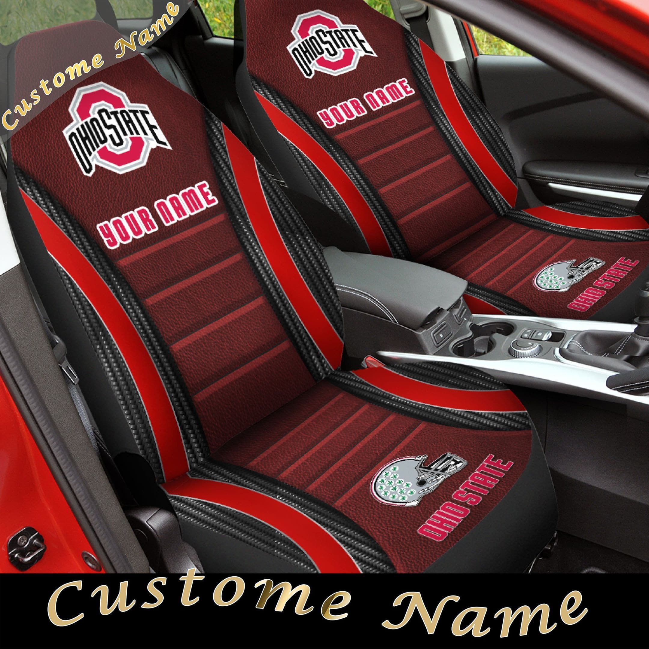 Ohio State Buckeye 2 Seat Covers 1 Ohio State Buckeye 2 Seat Covers