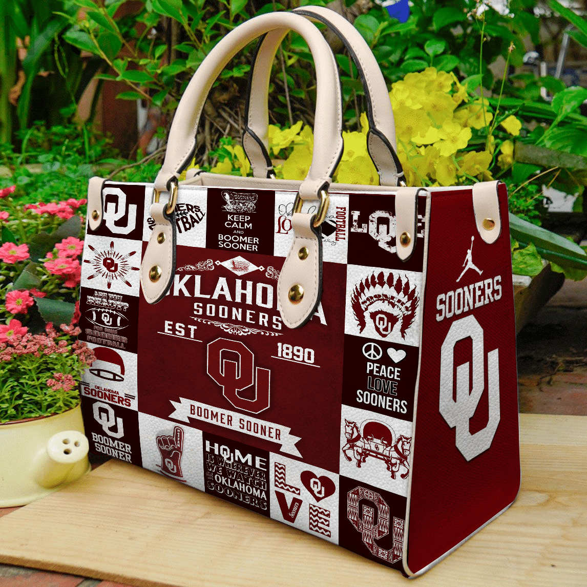 Oklahoma Sooners Lover Leather Handbag 1 Oklahoma Sooners Lover Leather Handbag