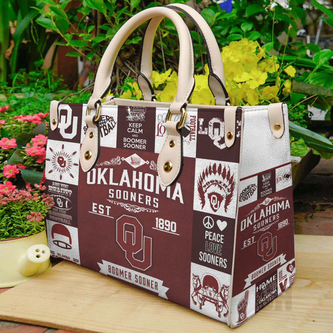 Oklahoma Sooners Lover Leather Handbag 1 Oklahoma Sooners Lover Leather Handbag