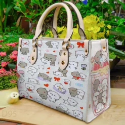 Peach And Goma Leather Handbag