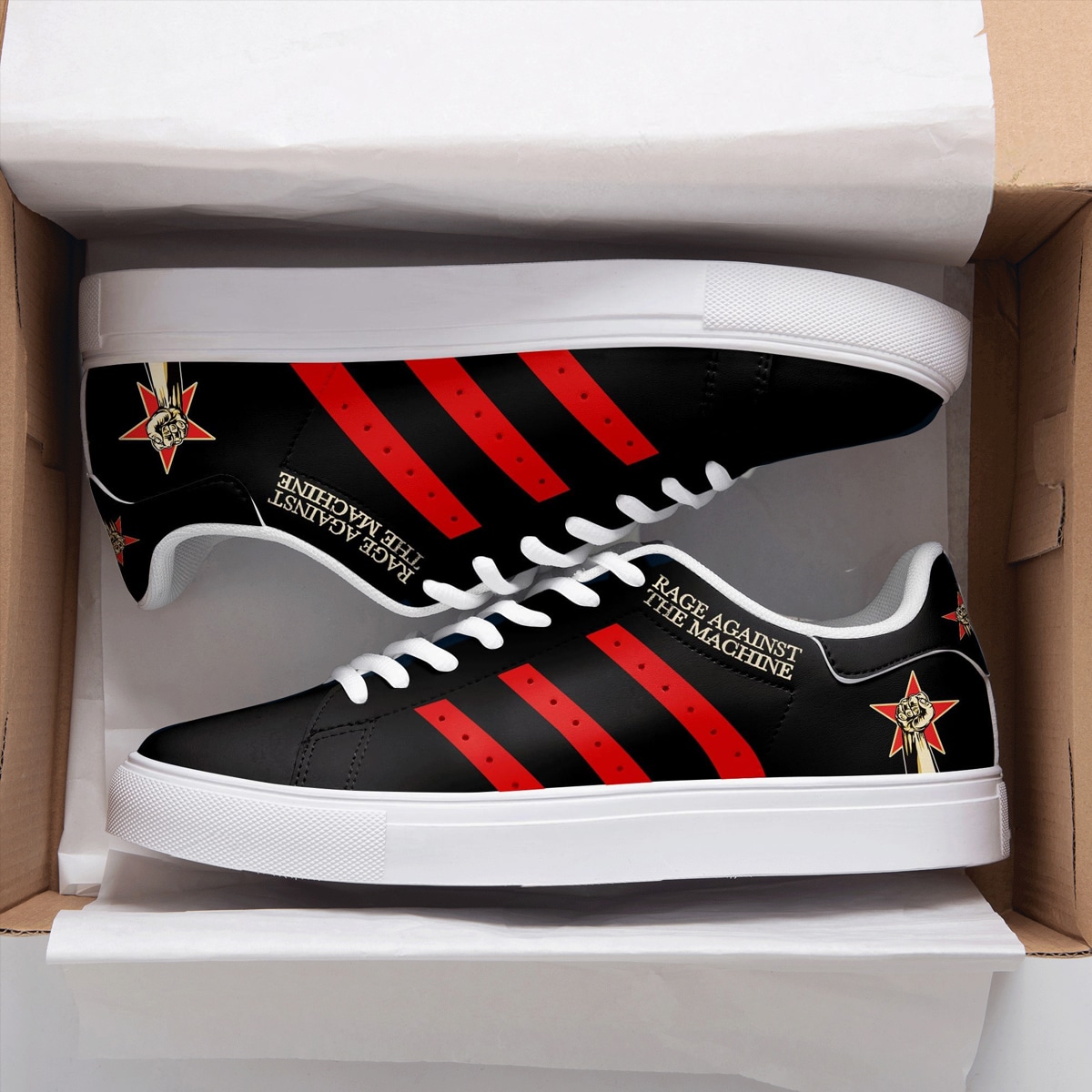 Rage Against The Machine Black Stan Smith Shoes 1 Rage Against The Machine Black Stan Smith Shoes