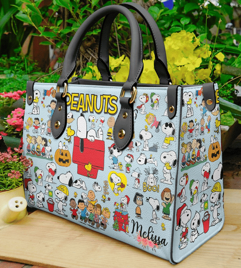 Snoopy Blue Leather Handbag 1 Snoopy Blue Leather Handbag