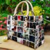 Suede Band Leather Handbag