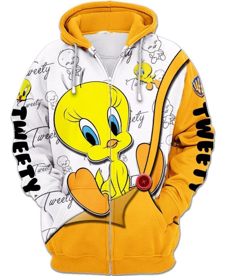 Tweety Bird Funny Hoodie Zip Hoodie 3D 1 Tweety Bird Funny Hoodie Zip Hoodie 3D