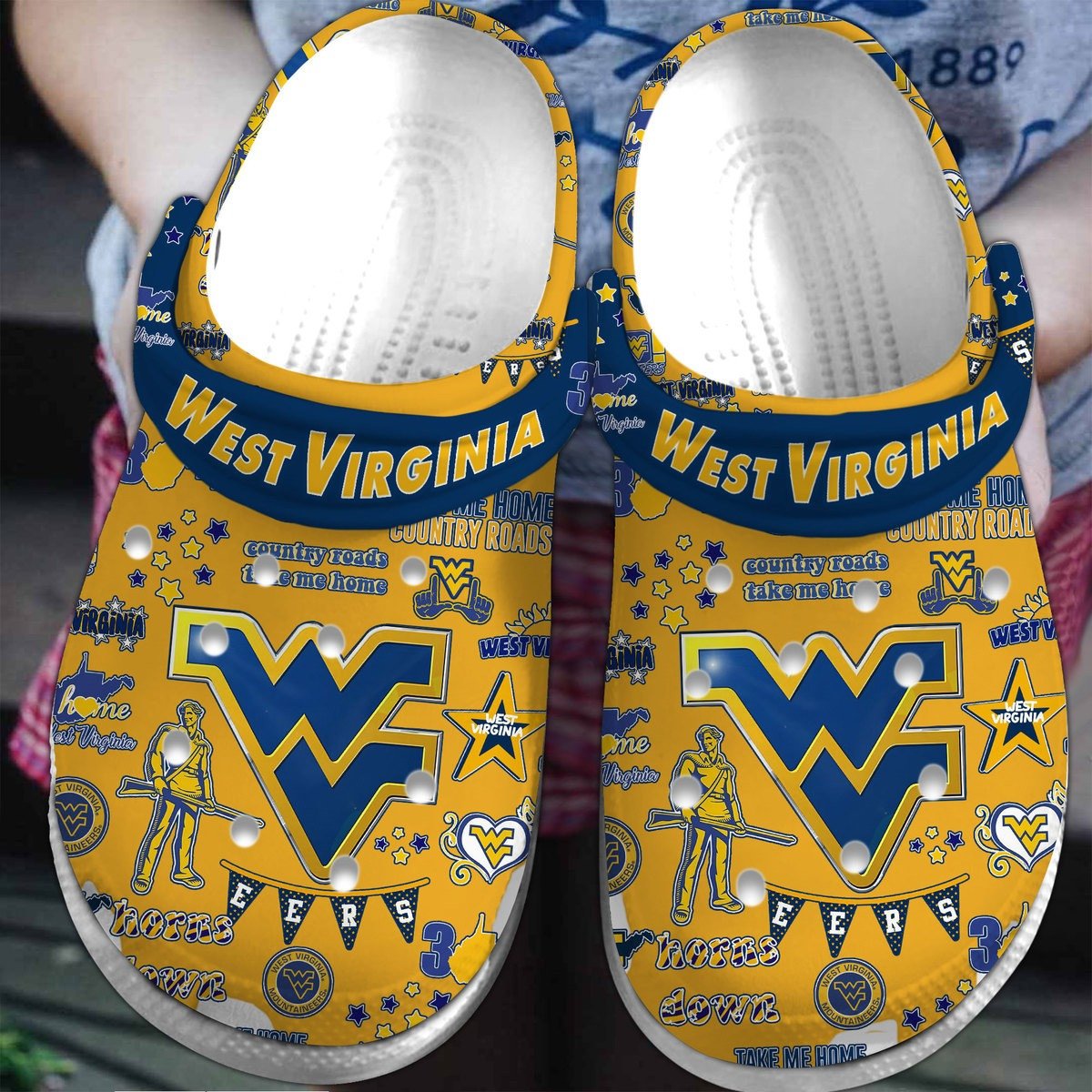 West Virginia Mountaineers Clogs Shoes 1 West Virginia Mountaineers Clogs Shoes