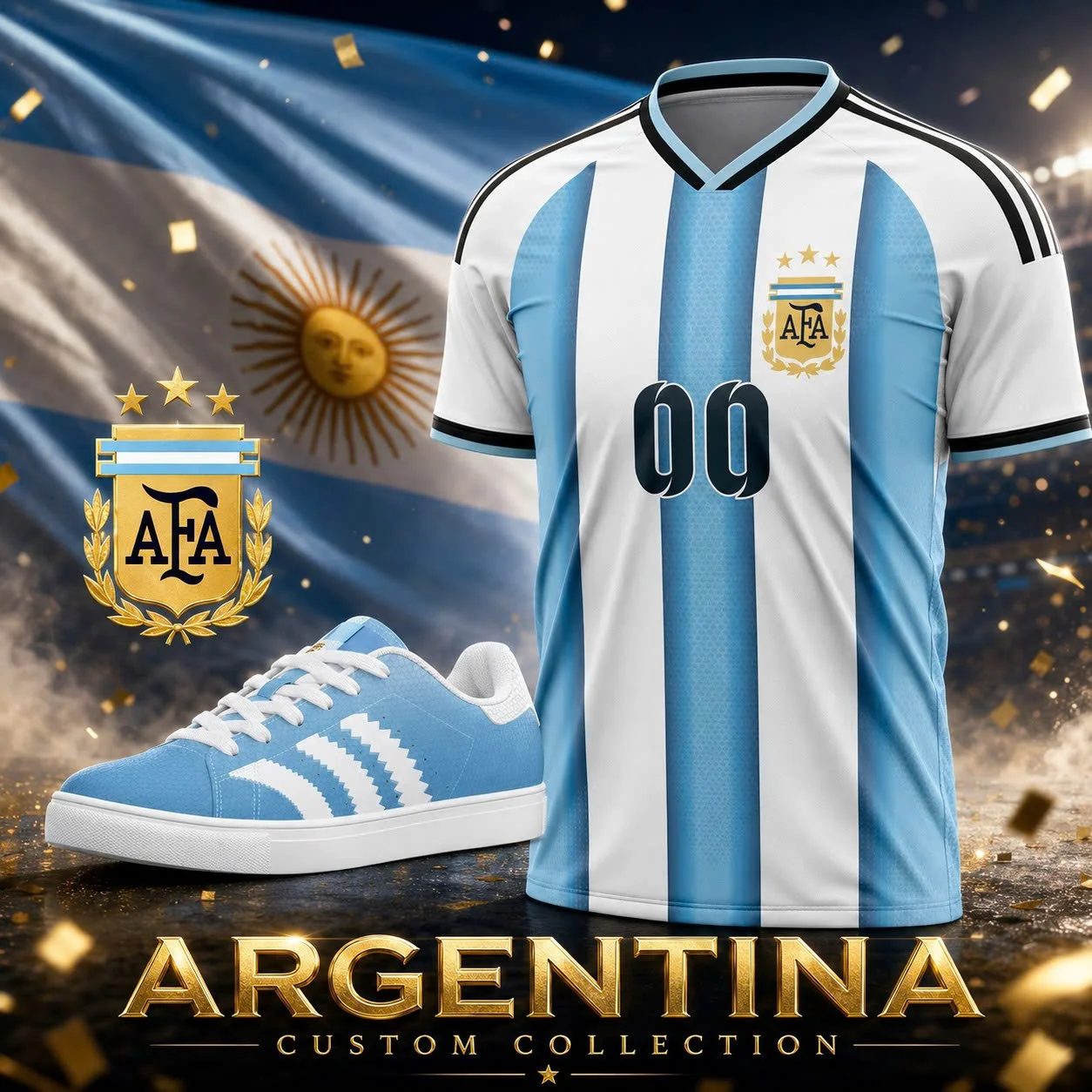 Argentina Custom Name Soccer Jersey Shirt and Stan Shoes 1 Argentina Custom Name Soccer Jersey Shirt and Stan Shoes